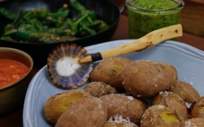 Tapas Abend mit Pimientos de Padrón, Mojo Rojo, Mojo Verde und Papas Arrugadas