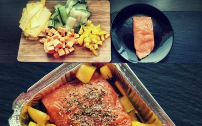 Gebackenes Wildlachs Filet mit Gemüse